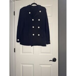 Bylyse Double Breasted Contrast Buttons Jacket Navy  Xl